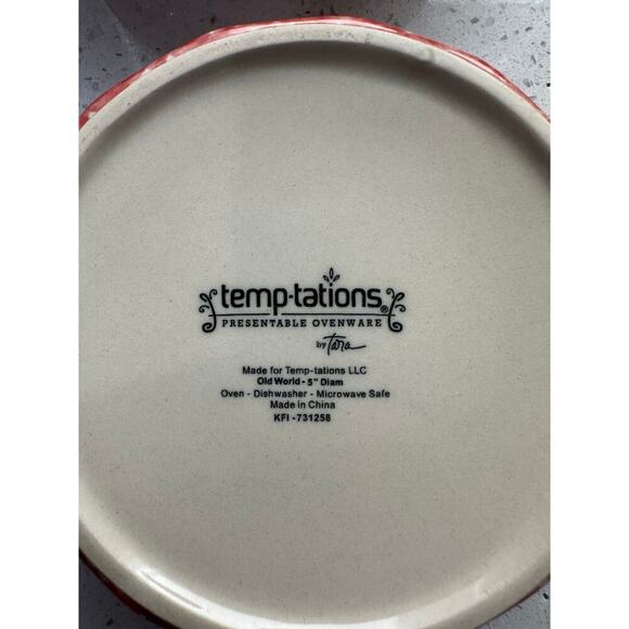 Temp-tations Old World Cranberry 5" Bakers Quiche Pie Plate Bowl Set of 4 - Picture 4 of 4